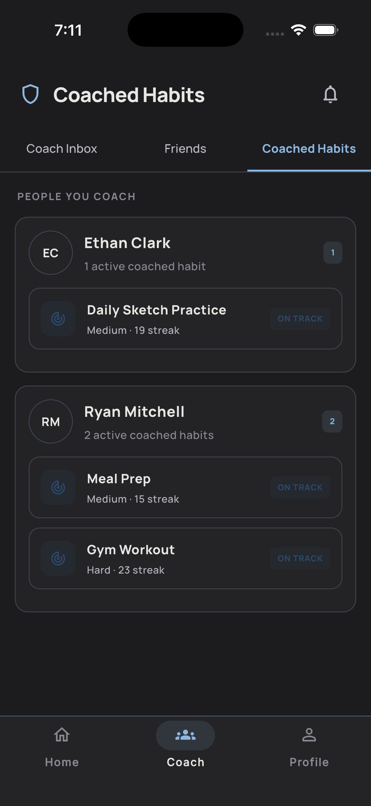 SendProof friends accountability screen